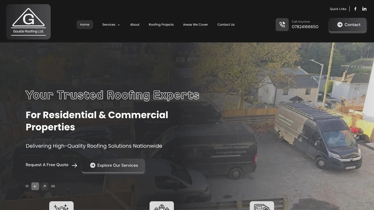 Goulds Roofing website developed by AlnairTech