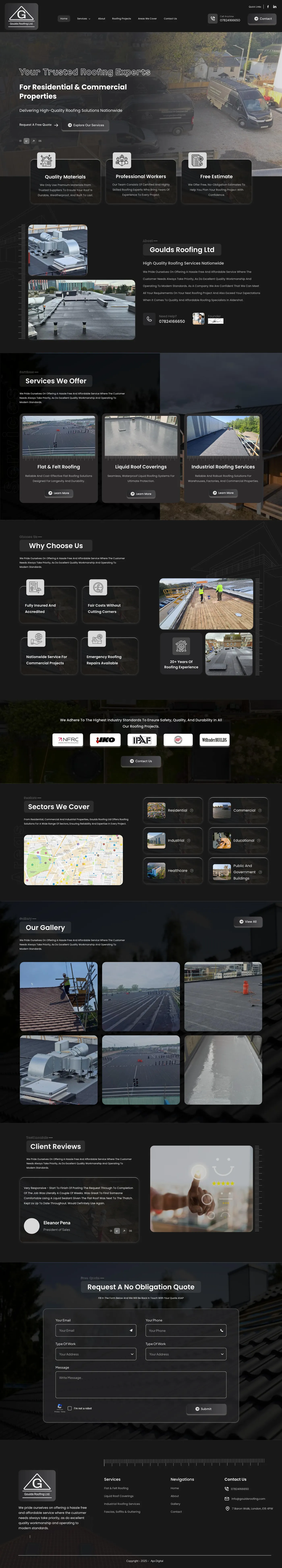 Goulds Roofing Ltd homepage design