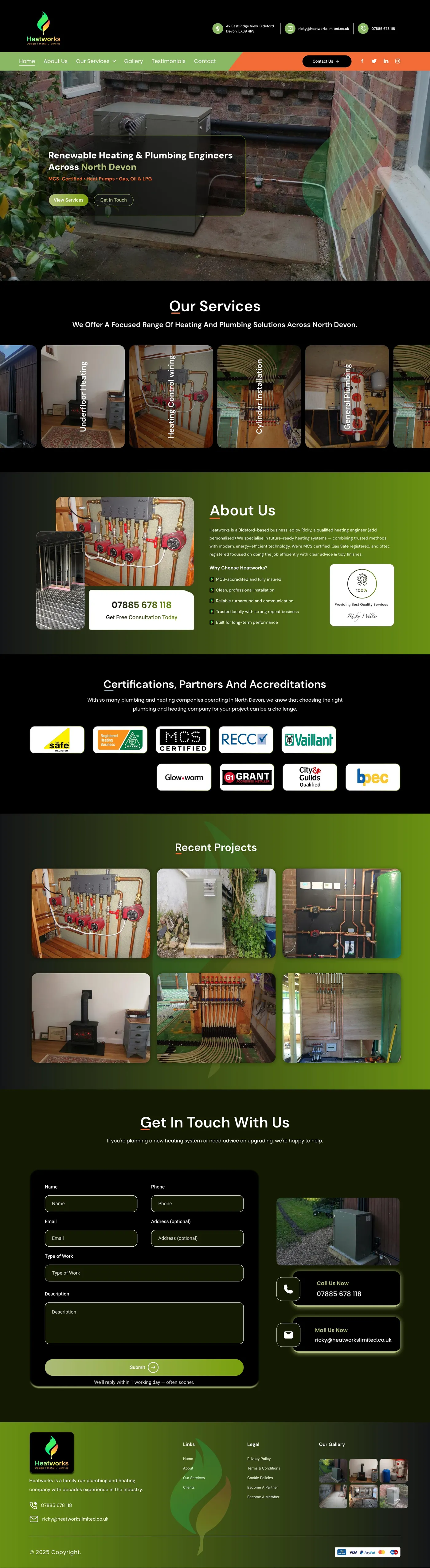 Heatworks Limited homepage design