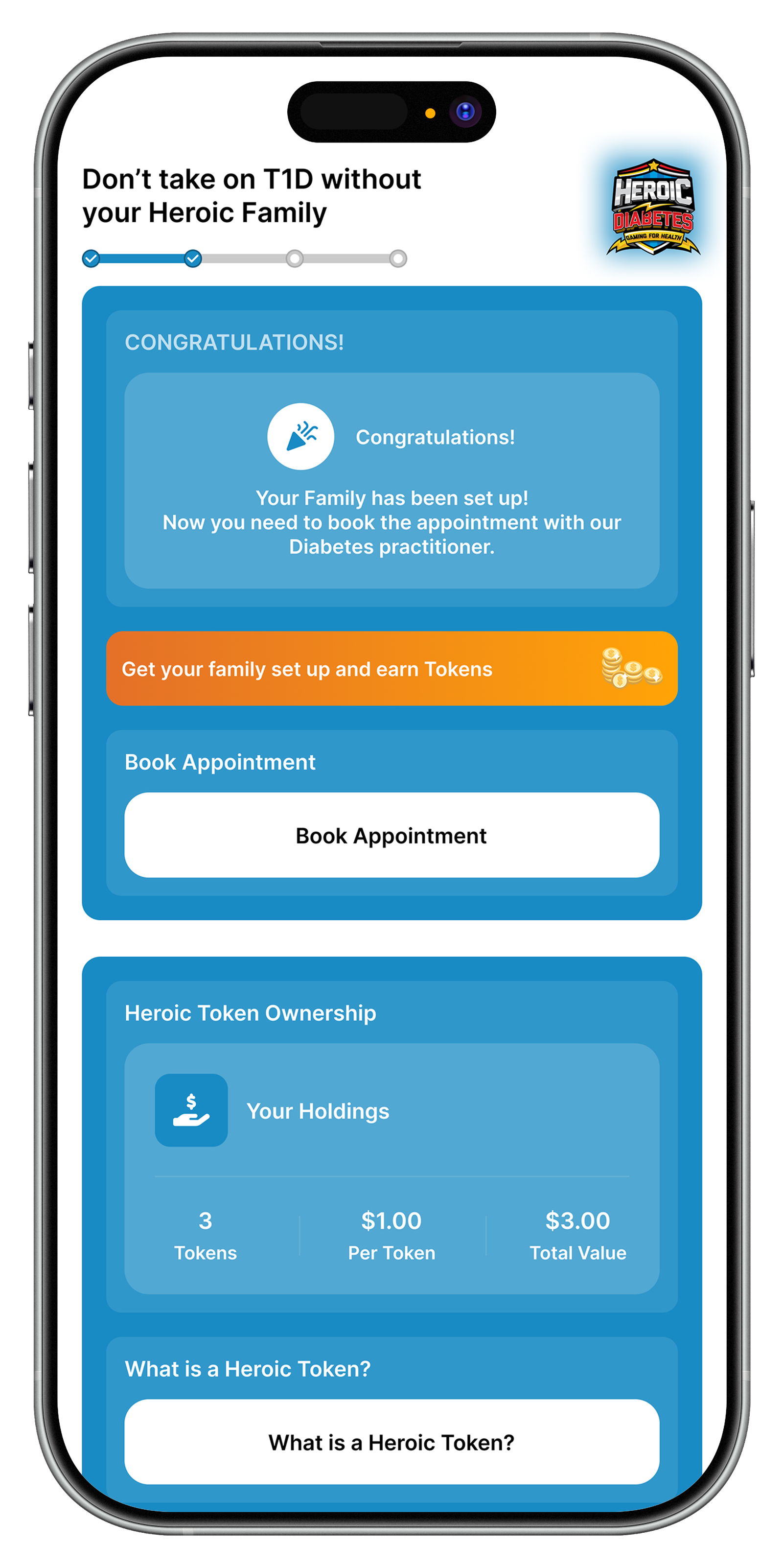 Heroic Diabetes practitioner appointment screen