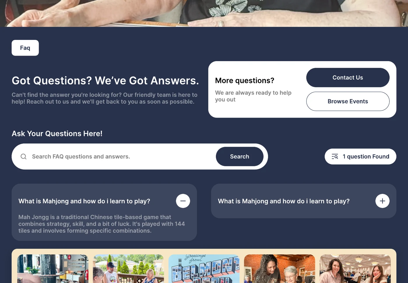 FAQ page