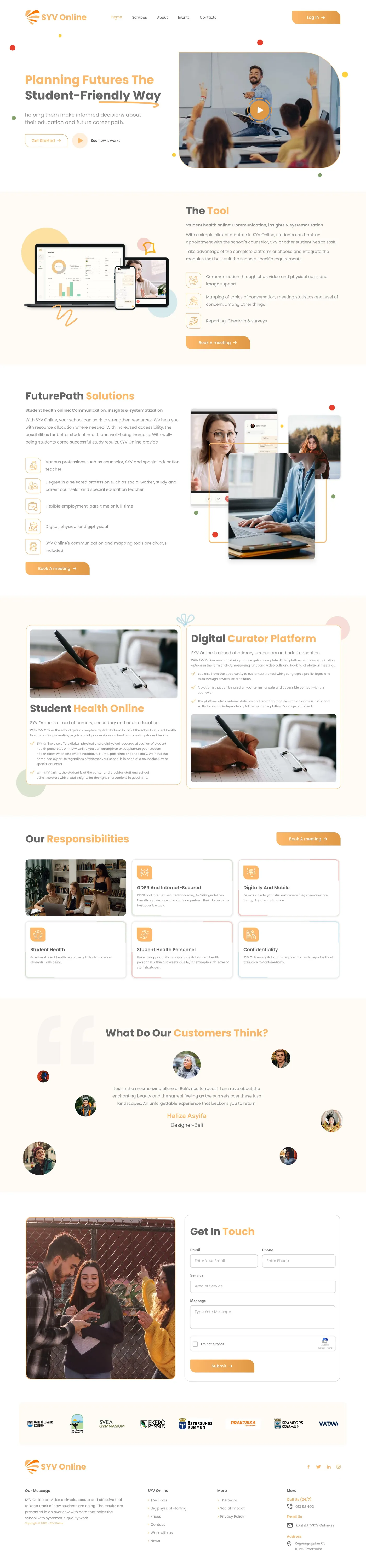 SYV Online homepage design